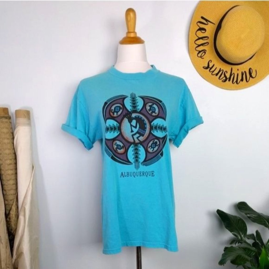 Vintage 90s Tourist T-Shirt Southwestern Kokopelli Albuquerque Nm Vacation Trave